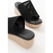 İnfon 232-460 Siyah Triko Günlük Ortopedik Dolgu Topuk Kadın Terlik