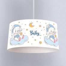 İnstababyrooms Beyaz Bebek Ayı Desenli Çocuk Odası Dijital Baskılı Sarkıt Avize