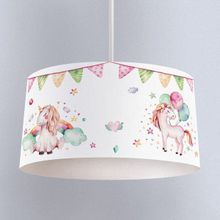 İnstababyrooms Beyaz Doğum Günü Unicorn Desenli Çocuk Odası Dijital Baskılı Sarkıt Avize