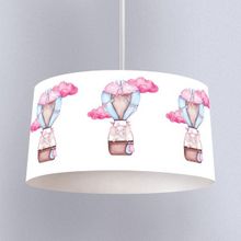 İnstababyrooms Beyaz Fil Pembe Balon Desenli Çocuk Odası Dijital Baskılı Sarkıt Avize