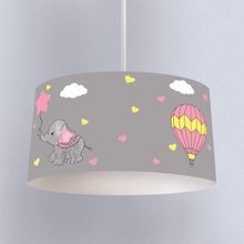 İnstababyrooms Beyaz Gri Fil Balon Desenli Çocuk Odası Dijital Baskılı Sarkıt Avize