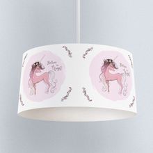 İnstababyrooms Beyaz Pembe Sihirli Unicorn Desenli Çocuk Odası Dijital Baskılı Sarkıt Avize