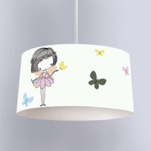 İnstababyrooms Beyaz Peri Kız ve Kelebek Desenli Çocuk Odası Dijital Baskılı Sarkıt Avize