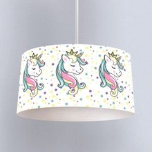 İnstababyrooms Beyaz Puantiyeli Sevimli Unicorn Desenli Çocuk Odası Dijital Baskılı Sarkıt Avize