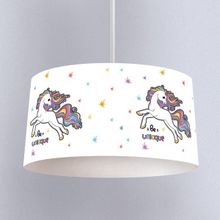 İnstababyrooms Beyaz Renkli Unicorn Desenli Çocuk Odası Dijital Baskılı Sarkıt Avize