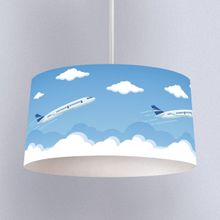 İnstababyrooms Beyaz Uçak ve Bulut Desenli Çocuk Odası Dijital Baskılı Sarkıt Avize
