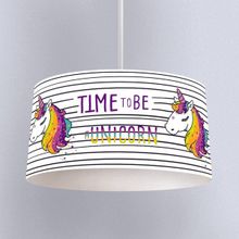 İnstababyrooms Beyaz Unicorn Desenli Çocuk Odası Dijital Baskılı Sarkıt Avize