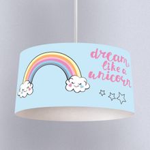 İnstababyrooms Beyaz Unicorn Gökkuşağı Desenli Çocuk Odası Dijital Baskılı Sarkıt Avize