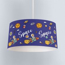 İnstababyrooms Beyaz Uzay Güneş ve Astronot Desenli Çocuk Odası Dijital Baskılı Sarkıt Avize