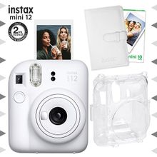 Instax Mini 12 Beyaz Fotoğraf Makinesi 10'lu Film Laporta Albüm ve Şeffaf Kılıf Seti
