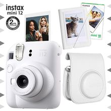 Instax Mini 12 Beyaz Fotoğraf Makinesi 10'lu Film Mini Albüm ve Deri Kılıf Seti