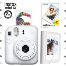 Instax Mini 12 Beyaz Fotoğraf Makinesi 20'li Film ve Mini Albüm Seti