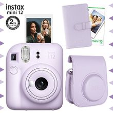 Instax Mini 12 Lila Fotoğraf Makinesi 10'lu Film Laporta Albüm ve Deri Kılıf Seti