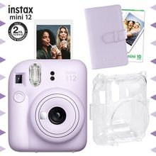 Instax Mini 12 Lila Fotoğraf Makinesi 10'lu Film Laporta Albüm ve Şeffaf Kılıf Seti
