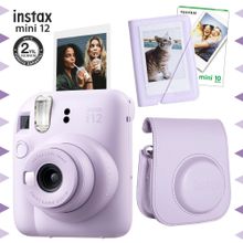 Instax Mini 12 Lila Fotoğraf Makinesi 10'lu Film Mini Albüm ve Deri Kılıf Seti