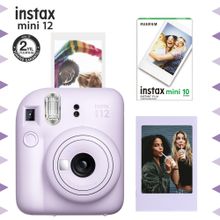 Instax Mini 12 Lila Fotoğraf Makinesi Çerçeve ve 10'lu Mini Film Seti
