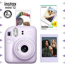 Instax Mini 12 Lila Fotoğraf Makinesi Çerçeve ve 20'li Mini Film Seti