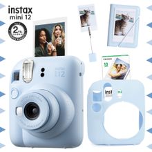 Instax Mini 12 Mavi Fotoğraf Makinesi 10'lu Film Kıskaçlı Stand Mini Albüm ve Silikon Kılıf Seti