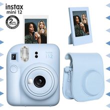 Instax Mini 12 Mavi Fotoğraf Makinesi Çerçeve ve Deri Kılıf Seti
