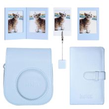 Instax Mini 12 Mavi Fotoğraf Makinesi ve 20'li Film Mini Albüm ve Deri Kılıf Seti