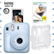 Instax Mini 12 Mavi Fotoğraf Makinesi ve 20'li Film ve Şeffaf Kılıf Seti