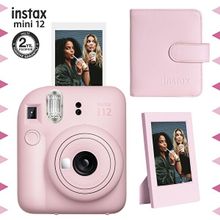 Instax Mini 12 Pembe Fotoğraf Makinesi Çerçeve ve 64'lü Kare Albüm Seti