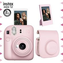 Instax Mini 12 Pembe Fotoğraf Makinesi Çerçeve ve Deri Kılıf Seti