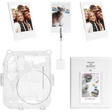 Instax Mini 12 Simli Şeffaf Beyaz Kılıf PVC 64'lü Albüm ve Fotoğraf Çerçeveleri Aksesuar Seti