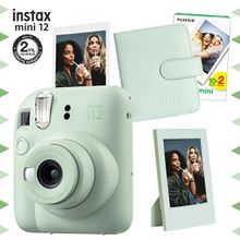 Instax Mini 12 Yeşil Fotoğraf Makinesi 20'li Film Çerçeve ve Kare Albüm Seti