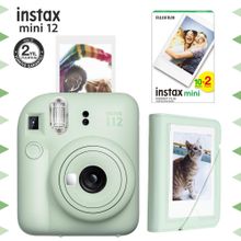 Instax Mini 12 Yeşil Fotoğraf Makinesi 20'li Film ve Mini Albüm Seti