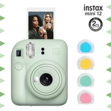 Instax Mini 12 Yeşil Fotoğraf Makinesi ve 4'lü Renkli Lens Seti