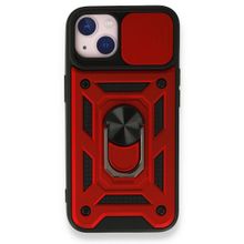 iPhone 13 Pars Lens Yüzüklü Silikon - Kırmızı Cep Telefonu Kılıfı