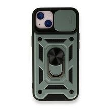 iPhone 13 Pars Lens Yüzüklü Silikon - Yeşil Cep Telefonu Kılıfı