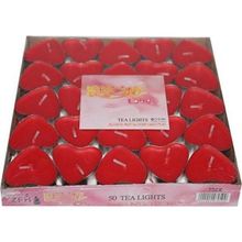 İrhanlar 50 Adet Tea Light Kalpli Kırmızı Mum