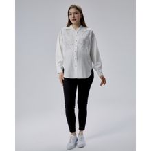 IŞŞIL 2471-Taşlı Keten Hamile Bluz-Gömlek