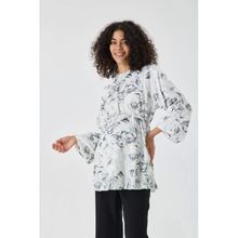 Işşıl 50905-Balon Kol Jakarlı Oversize Hamile Giyim Bluz-Tunik