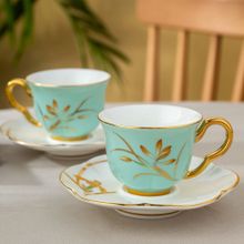 İstanbul Porselen Berin Yeşil 2'li 90 ml Kahve Fincan Takımı