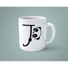 J Harfi Panda Alfabe Baskılı Kupa