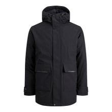 Jack & Jones 12211896 Kapüşonlu Siyah Erkek Kaban