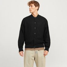Jack & Jones 12268716-BLK Ario Linen Bomber Siyah Yuvarlak Yaka Erkek Ceket
