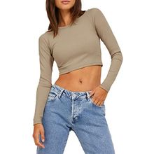 Jack & Jones Jjxx Jxfeline Str LS Rib Tee JRS Noos Incense Kadın T-shirt