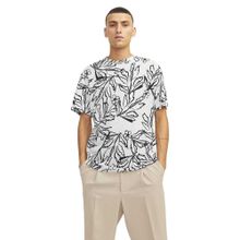 Jack & Jones Jorlafayette AOP Tee SS LN Cloud Dancer Bisiklet Yaka Erkek T-shirt