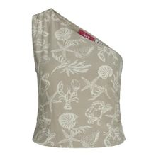 Jack & Jones Jxannika One Should Mat Gri Linen Blend Top WVN Kadın T-shirt
