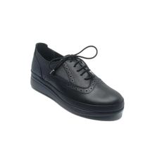 Janestt 266-45045 Siyah Deri Ortapedik Taban Oxford Kadın Casual Ayakkabı