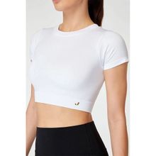 Jerf Captiva Yumuşak Dokulu Esnek Beyaz Crop Top Kadın T-shirt