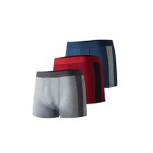 Josejuan 1002 3'lü Likralı Gri Melanj-Bordo-İndigo Erkek Boxer