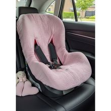 Joyous Mom Kids Pembe %100 Pamuk Organik Lastikli 4 Katlı Müslin Bebek Oto Koltuk Kılıfı