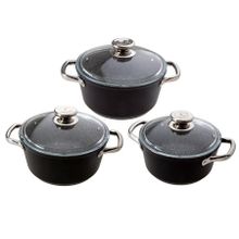 Jumbo Darci Black 3'lü 16 cm Siyah Midi Tencere Seti