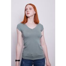 Jument 5611 V Yaka Kısa Kol Likralı Pamuk Kumaş Koyu Mint Kadın Body