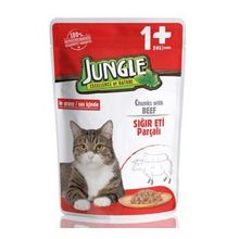 Jungle 100 gr Pouch Biftekli Jelli Yaş Kedi Maması